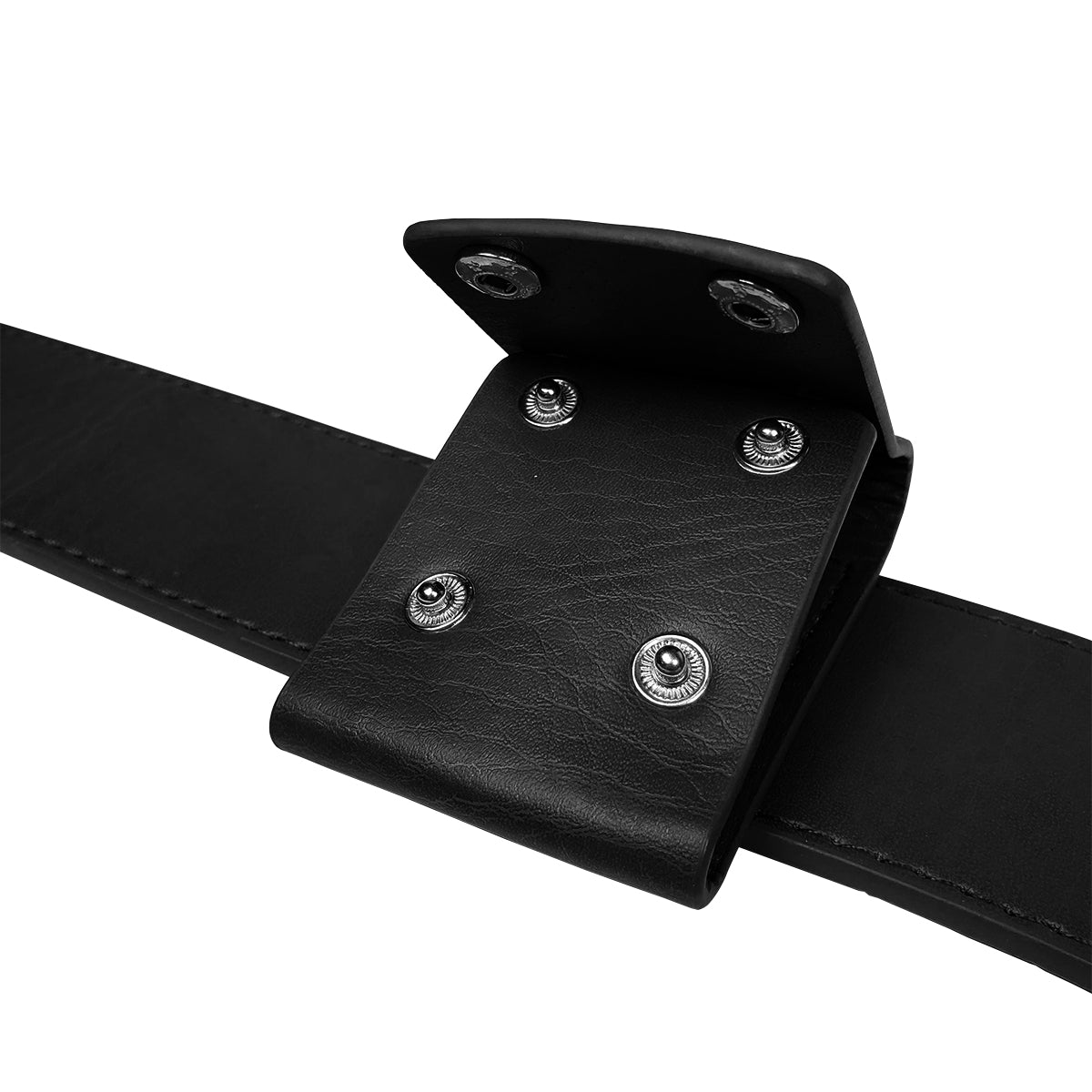 Black sword frog holder designed for secure attachment to belts, featuring durable construction by Guild Arms