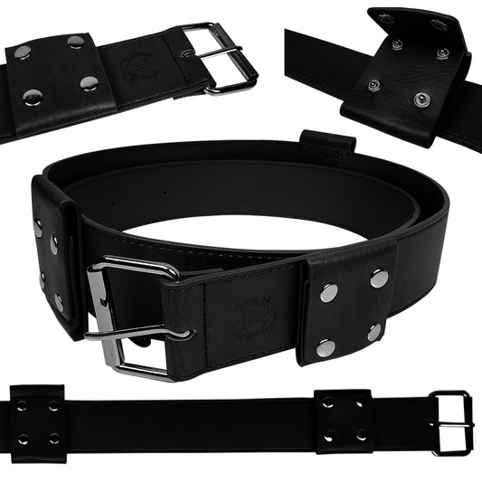 Black sword frog holder belt from Guild Arms with sturdy buckle and durable leather design