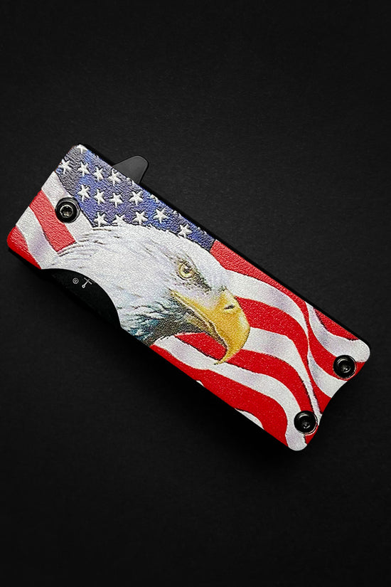 Guild Arms Eagle Lighter Knife Case with American flag design and eagle head graphic