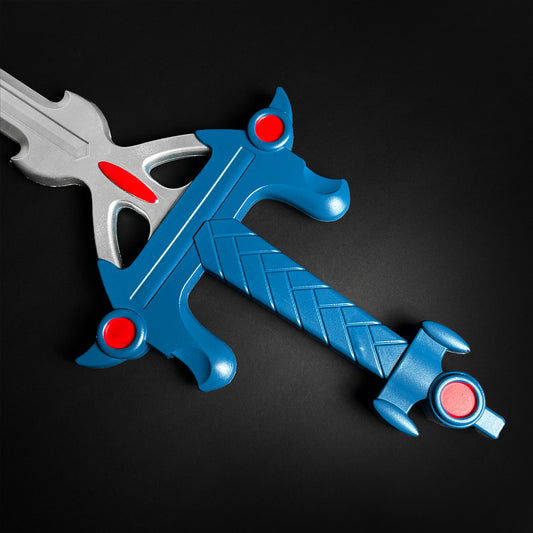 Blazing Sword Cosplay Foam Sword with detailed blue handle and metallic blade design for anime fans