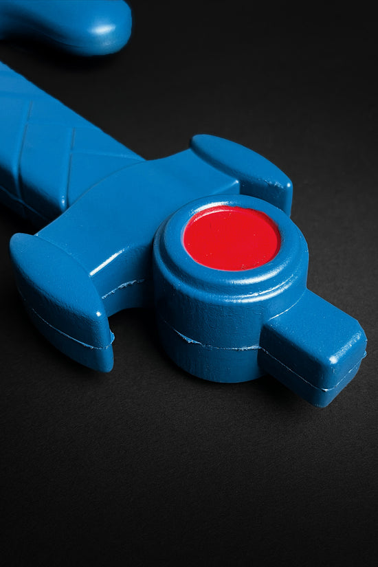 Guild Arms Blazing Sword Cosplay Foam Sword in vibrant blue with red accents for anime fans