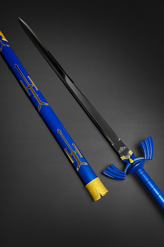 Guild Arms Blue Fantasy Sword with Intricate Design and Black Blade for Collectors and Cosplay