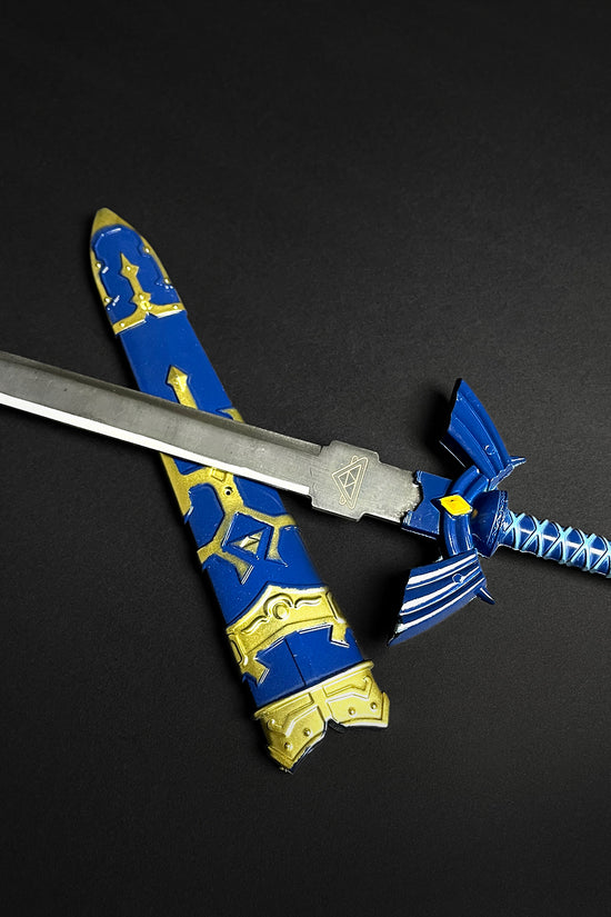 Guild Arms Blue Fantasy Sword Letter Opener with Detailed Design and Metallic Finish