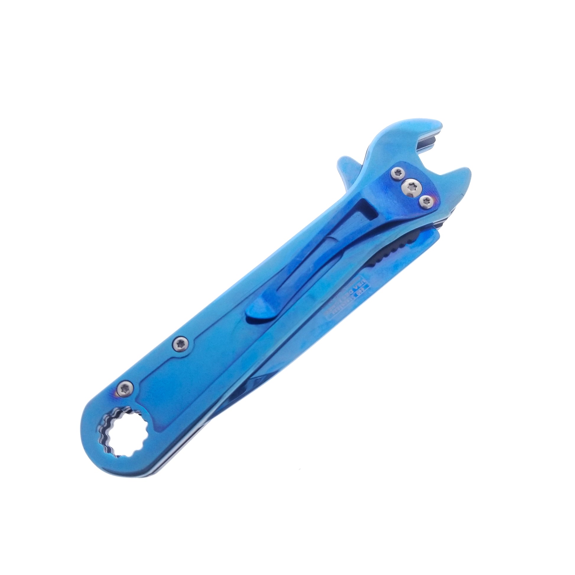 Blue Spring Assisted EDC knife with wrench handle for everyday carry and utility tasks