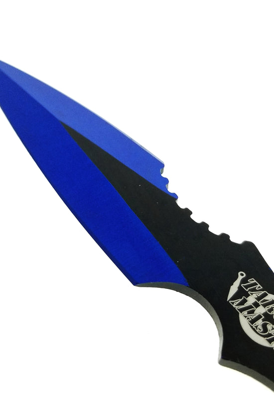 Blue throwing knives set by Target Master with sharp blades for precision throwing