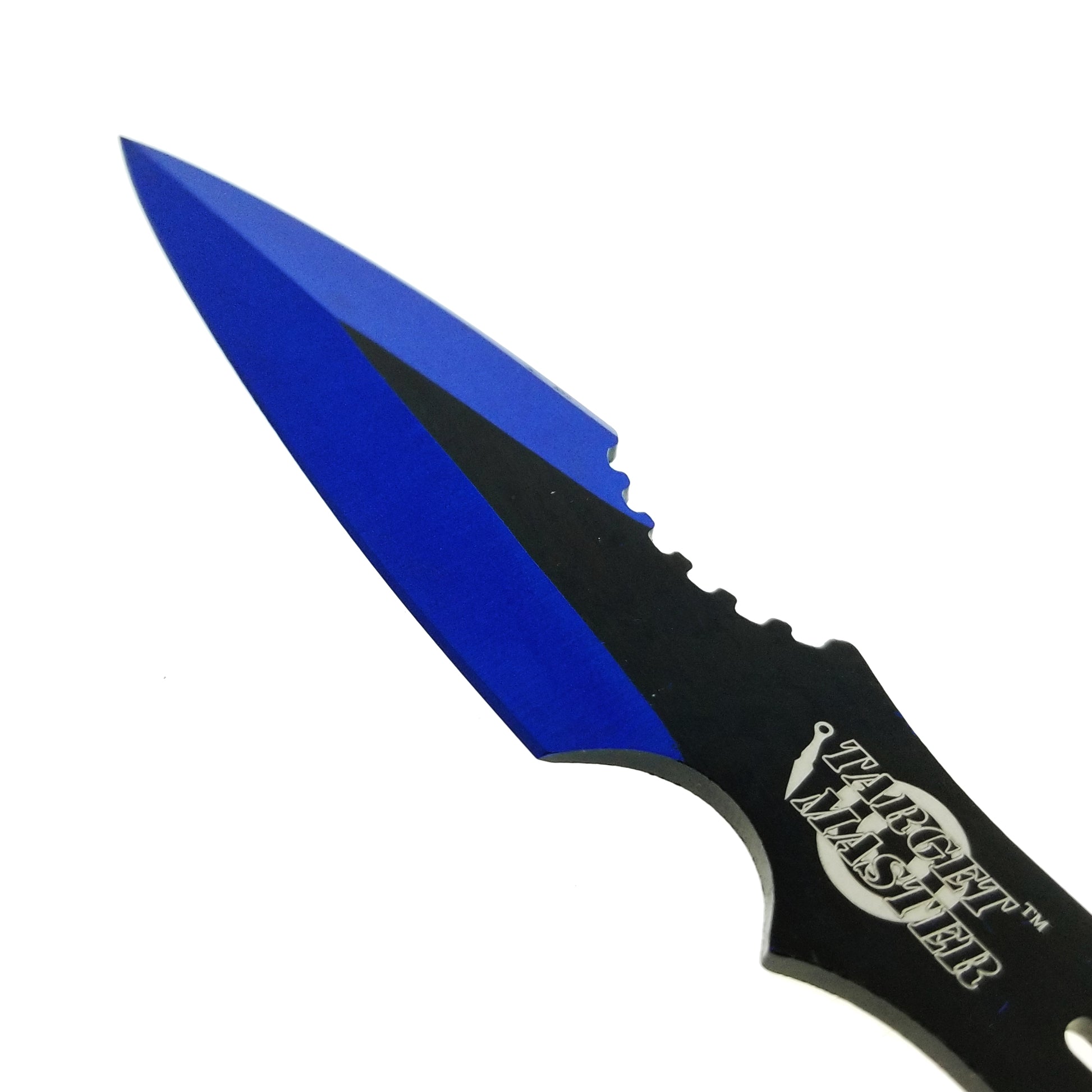 Blue throwing knives set by Target Master with sharp blades for precision throwing