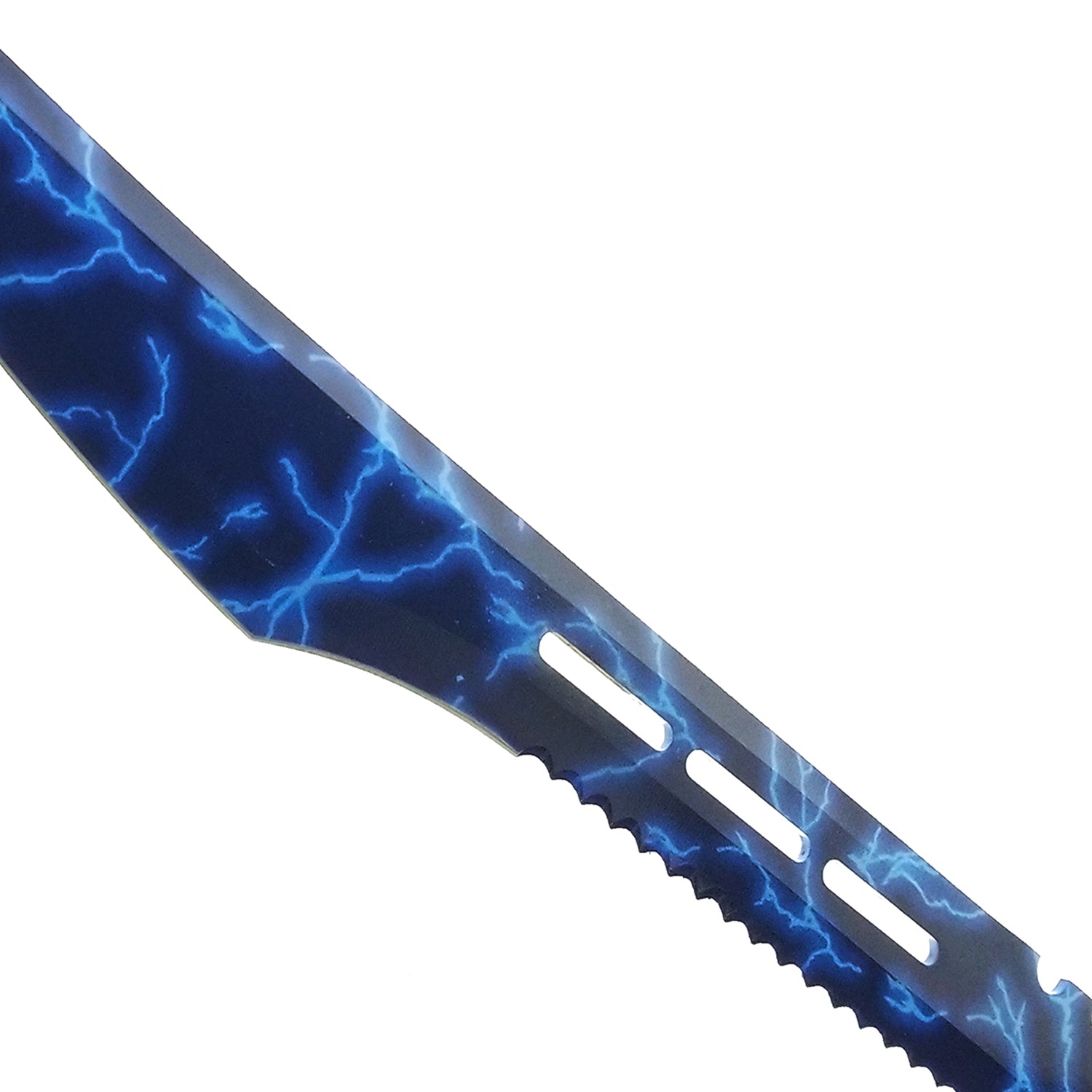 Guild Arms Blue Thunder Tactical Machete with a striking blue lightning design on the blade