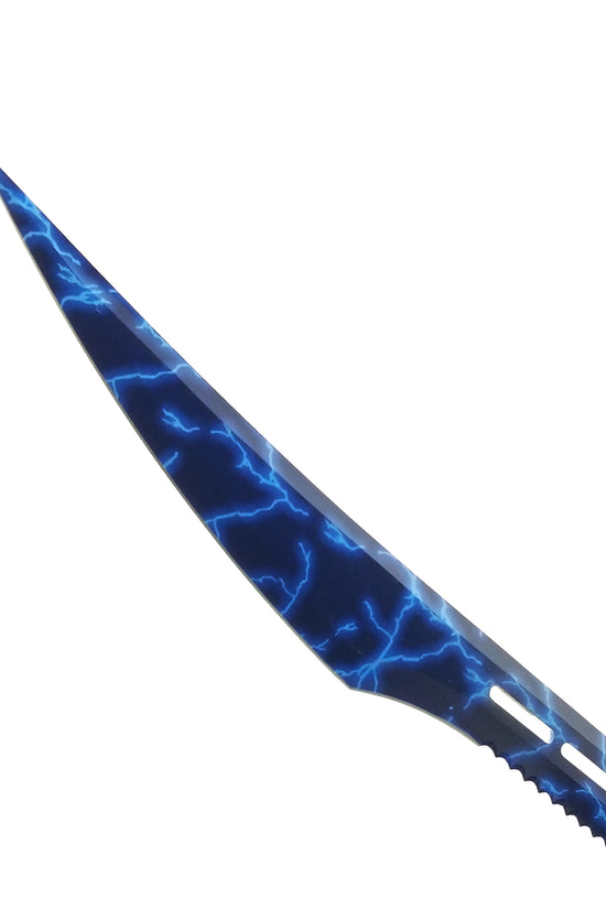 Blue Thunder Tactical Machete with Lightning Design Blade for Outdoor Survival and Camping