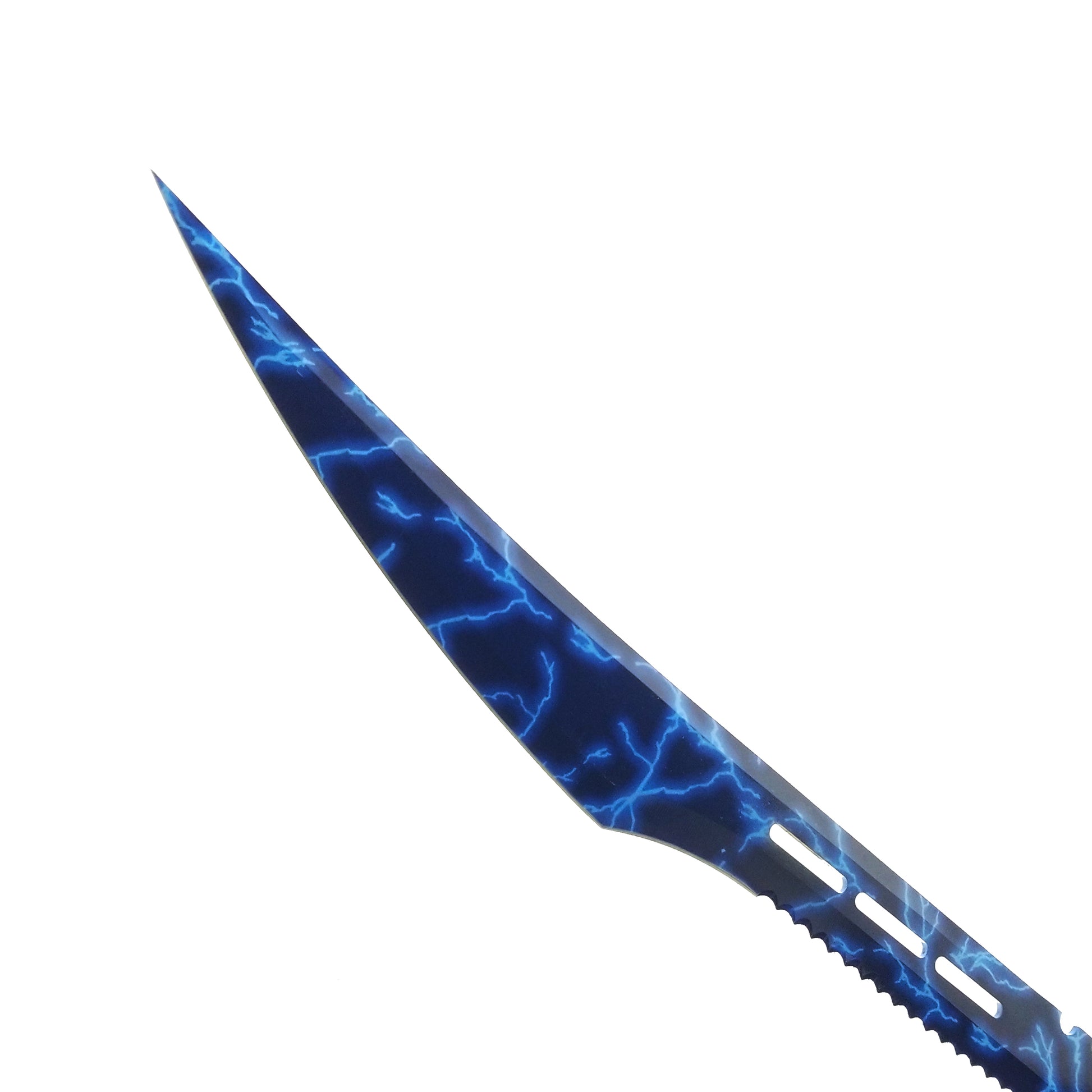 Blue Thunder Tactical Machete with Lightning Design Blade for Outdoor Survival and Camping