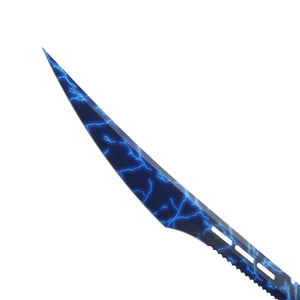 Blue Thunder Tactical Machete with Lightning Design Blade for Outdoor Survival and Camping