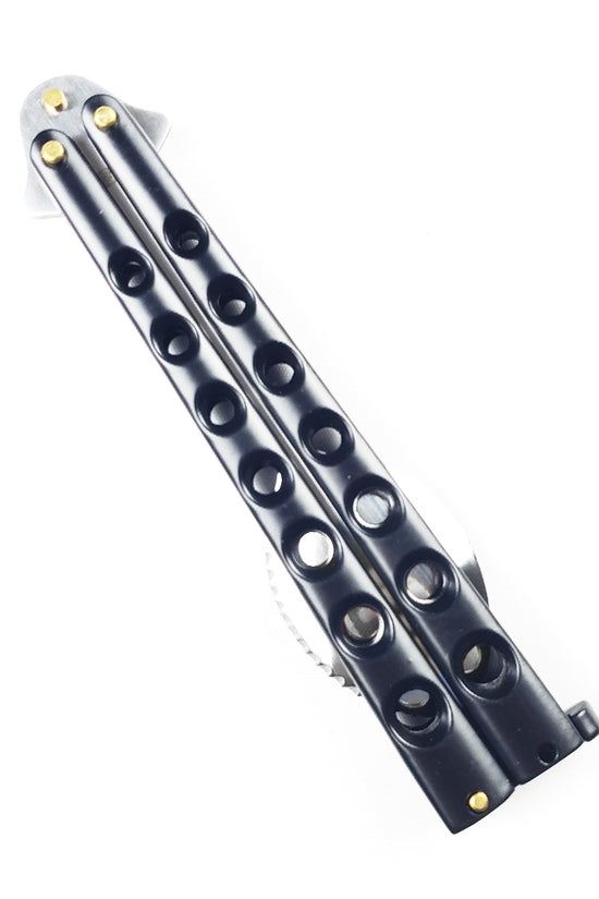 Guild Arms Butterfly Trainer Balisong Spoon Black for practicing flipping techniques safely
