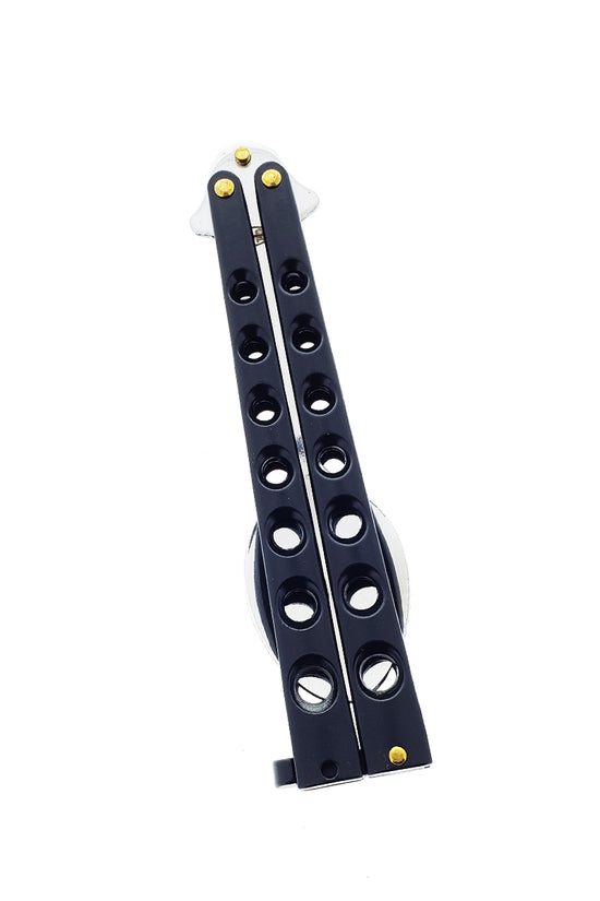 Guild Arms Butterfly Trainer Balisong Spoon Black perfect for practicing tricks and improving skills safely