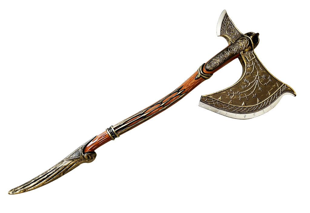 Guild Arms Cosplay Foam Axe with detailed metallic finish and ornate handle design for costume use
