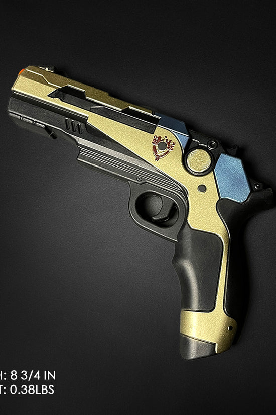 Otaku Gear cosplay foam pistol gun with black and gold design and detailed accents