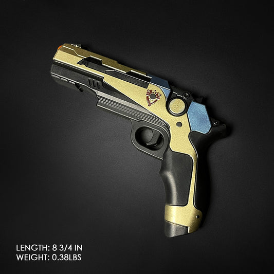Otaku Gear cosplay foam pistol gun with black and gold design and detailed accents