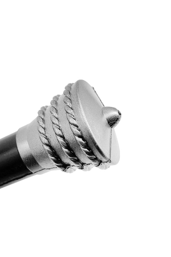 Close-up of Guild Arms Cosplay Medieval Foam Sword hilt with detailed metallic finish