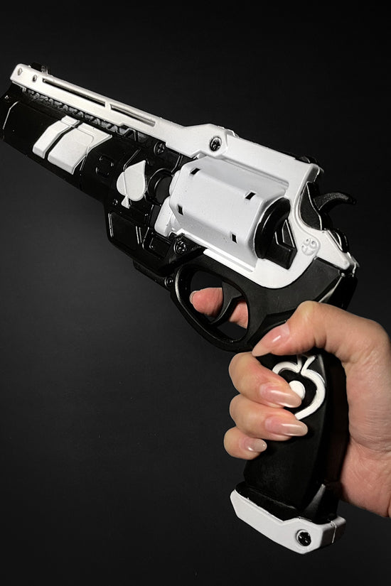 Handheld Guild Arms Cosplay White Foam Gun with detailed design for costume enthusiasts