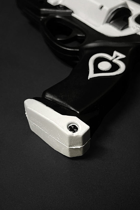 Guild Arms Cosplay White Foam Gun with a detailed grip and stylish design for costume enthusiasts