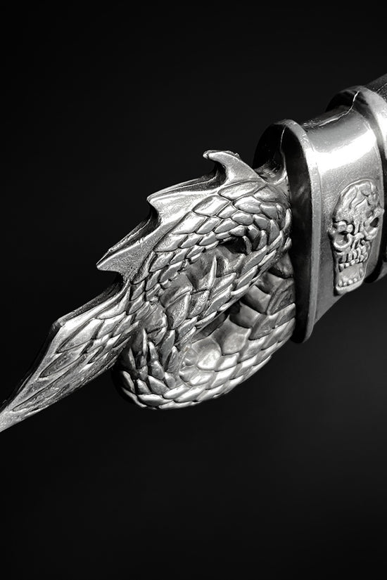 Guild Arms decorative Fire Dragon Axe with Stand featuring intricate dragon design and metal details