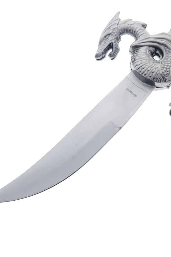 Fantasy Edge Dagger with Dragon Handle and Curved Blade for Collectors and LARP enthusiasts