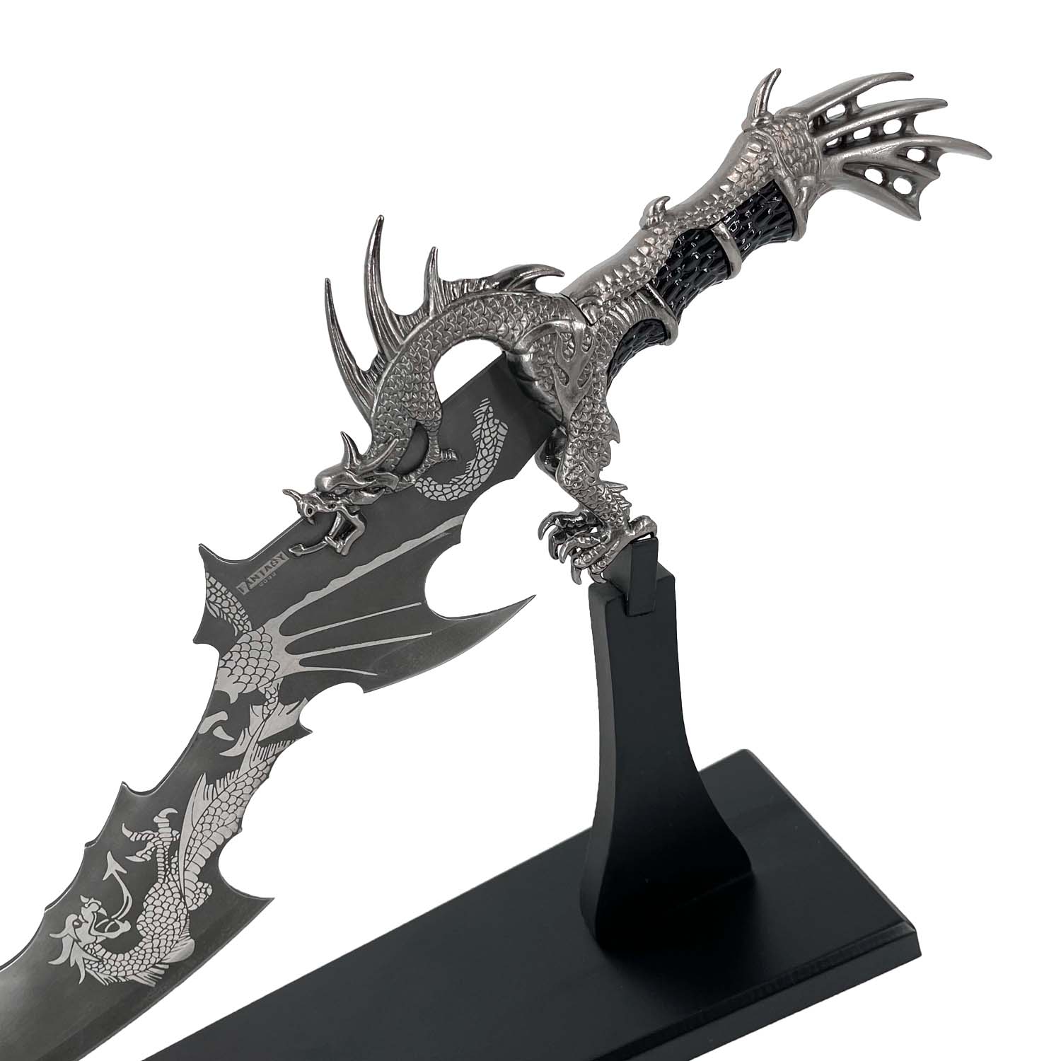 Guild Arms Dragon Fantasy Dagger with Stand featuring an intricate dragon design and decorative hilt