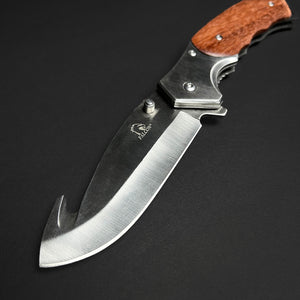 EDC Falcon Wooden Handle Pocket Knives with a curved stainless steel blade for everyday carry