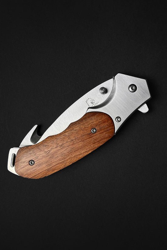 EDC Falcon Wooden Handle Pocket Knives with Stainless Steel Blade and Spring Assisted Opening