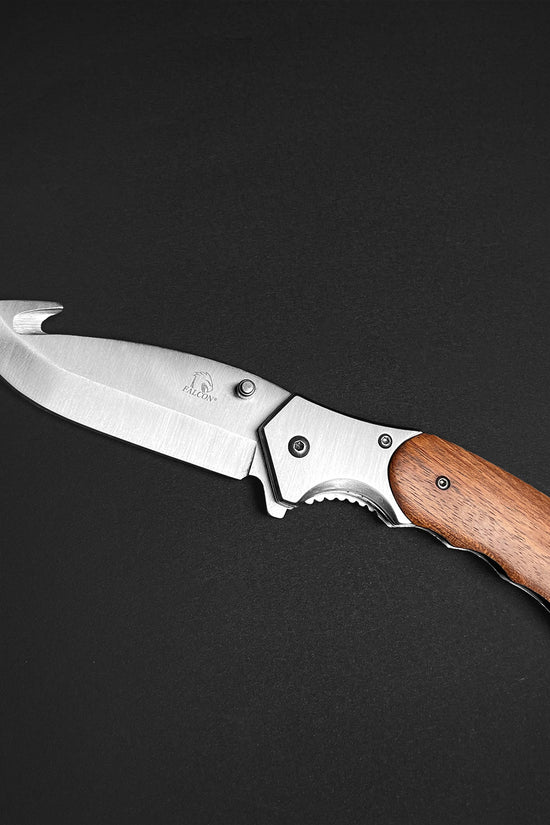 EDC Falcon Wooden Handle Pocket Knives with Spring Assisted Blade for Everyday Carry