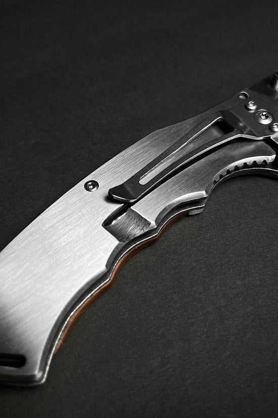 Falcon EDC Falcon Wooden Handle Pocket Knives featuring a sleek stainless steel blade and spring-assisted mechanism