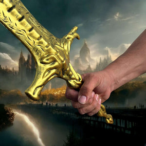 Elden Sacred Relic Foam Sword for Cosplay with detailed golden design and realistic grip