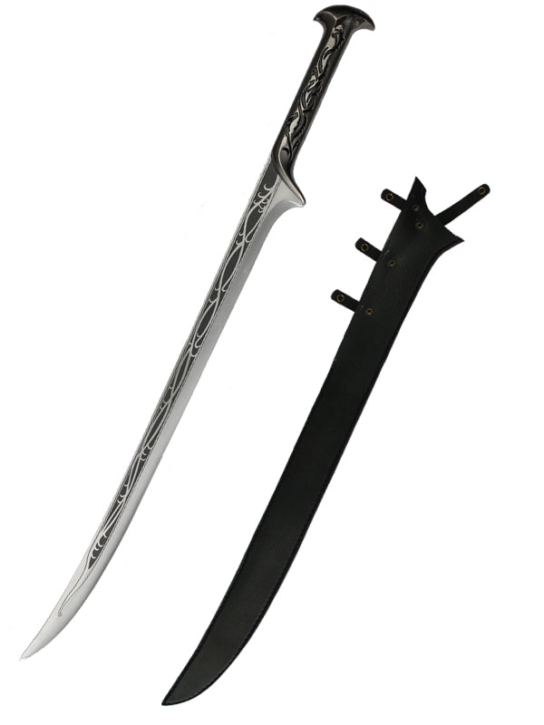 Elven Medieval Sword with Intricate Designs and Sheath for Fantasy Collectors