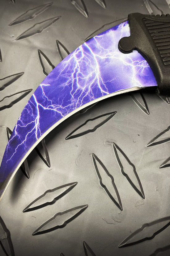 Falcon 3 PCS Blue Thunder Set Tactical Fixed Blade Knives with Lightning Patterned Blades