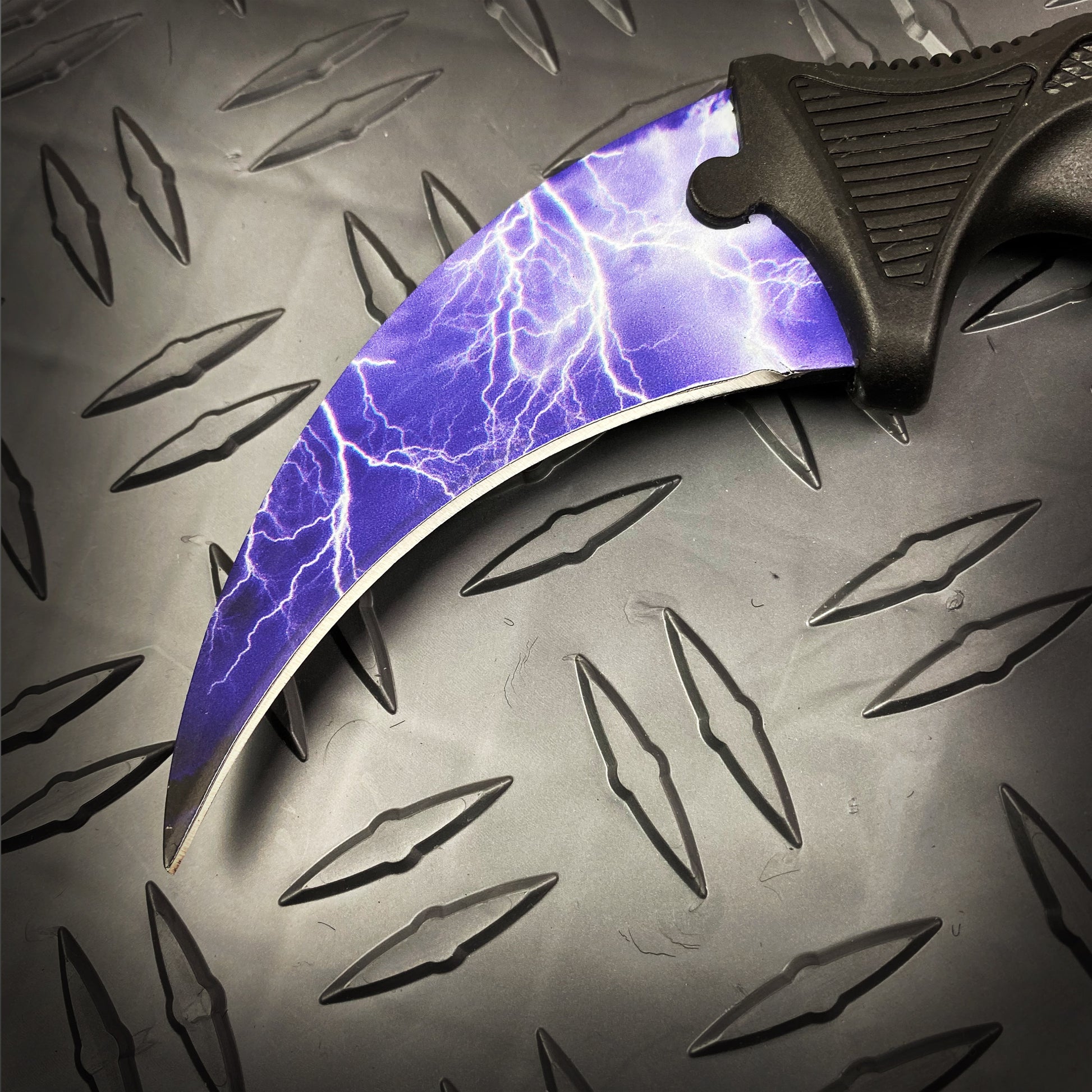 Falcon 3 PCS Blue Thunder Set Tactical Fixed Blade Knives with Lightning Patterned Blades