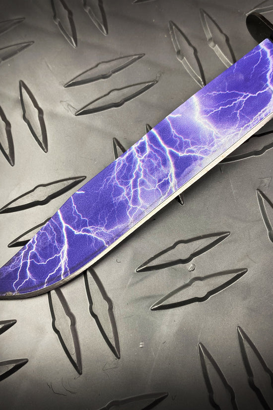 Falcon 3 PCS Blue Thunder Set Tactical Fixed Blade Knives with Lightning Design on the Blade