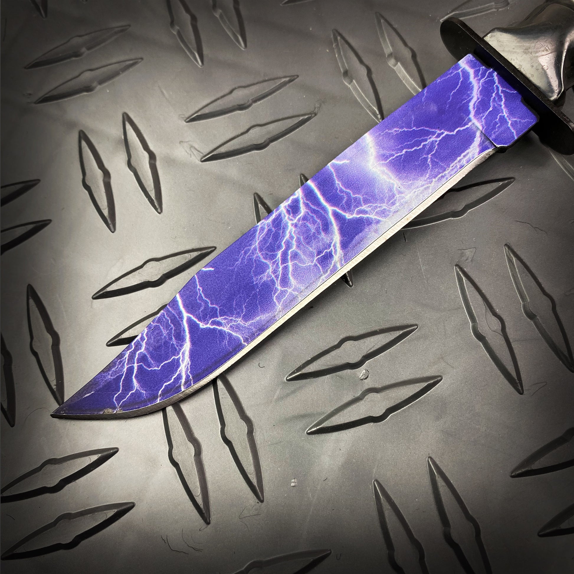 Falcon 3 PCS Blue Thunder Set Tactical Fixed Blade Knives with Lightning Design on the Blade