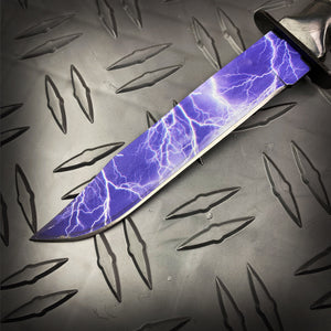 Falcon 3 PCS Blue Thunder Set Tactical Fixed Blade Knives with Lightning Design on the Blade