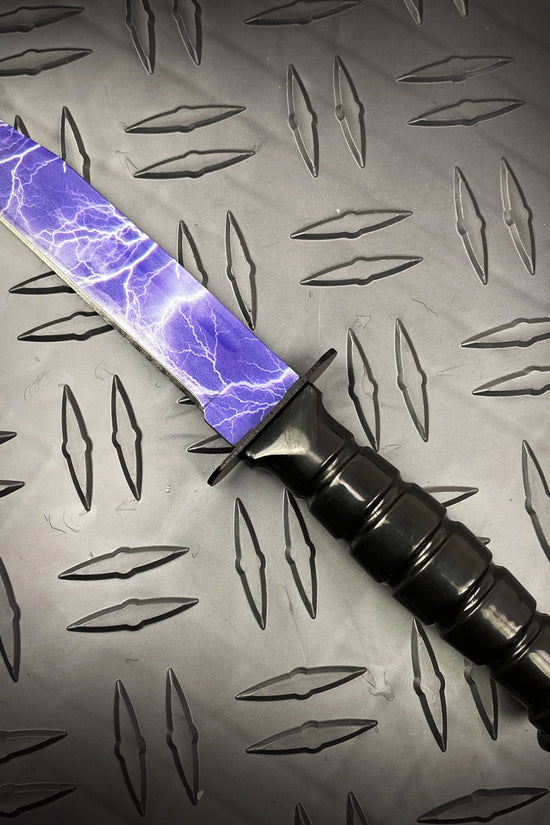Falcon 3 PCS Blue Thunder Set Tactical Fixed Blade Knives with a striking lightning-patterned blade
