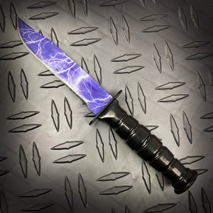 Falcon 3 PCS Blue Thunder Set Tactical Fixed Blade Knives with a striking lightning-patterned blade