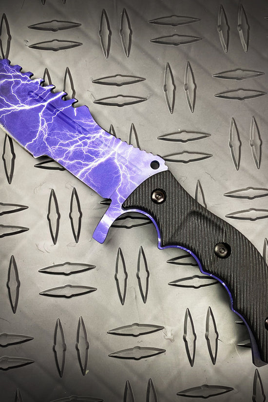 Falcon 3 PCS Blue Thunder Set Tactical Fixed Blade Knives with a striking lightning design and ergonomic grip