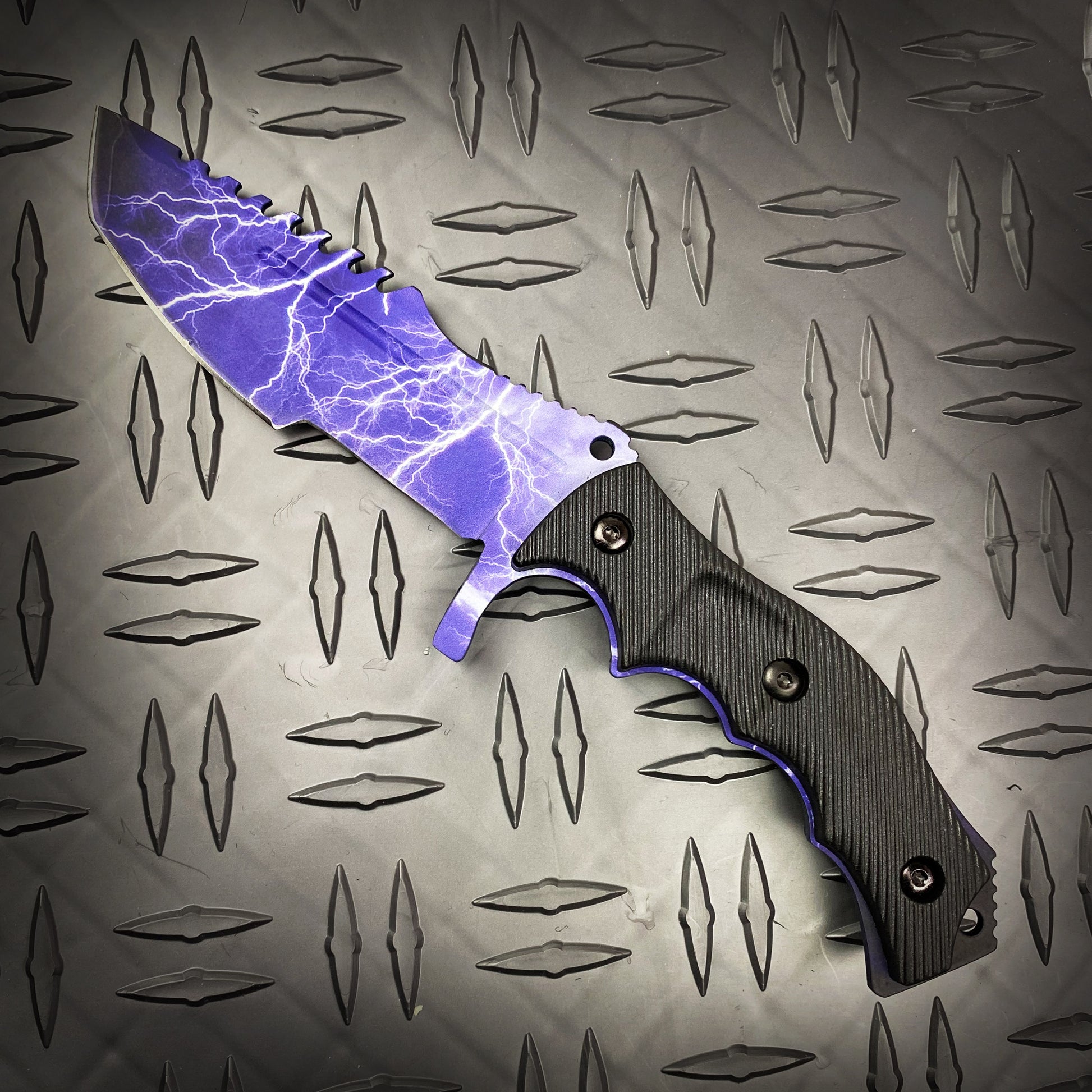 Falcon 3 PCS Blue Thunder Set Tactical Fixed Blade Knives with a striking lightning design and ergonomic grip