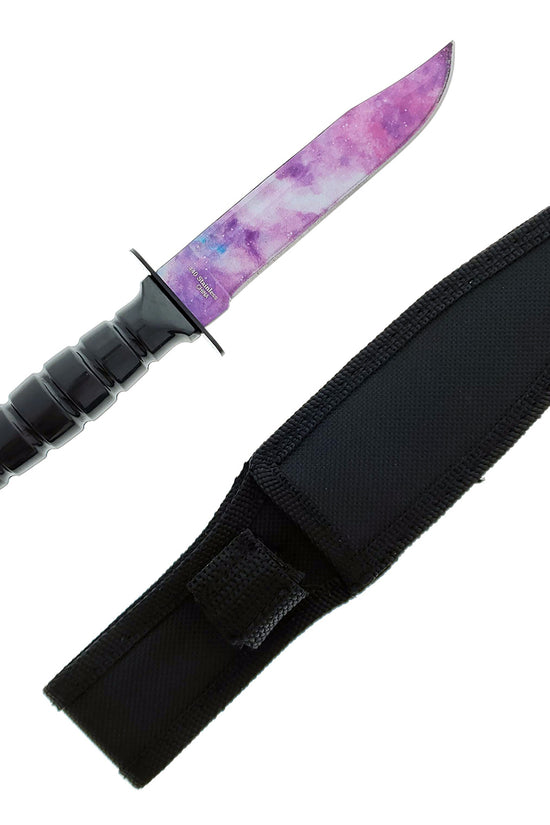Falcon 3 PCS Pink Galaxy Set. Tactical Knives & Karambit with a vibrant purple galaxy blade and black handle