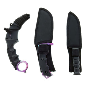 Falcon 3 PCS Pink Galaxy Set. Tactical Knives & Karambit with Sheaths for Self-Defense and Outdoor Use