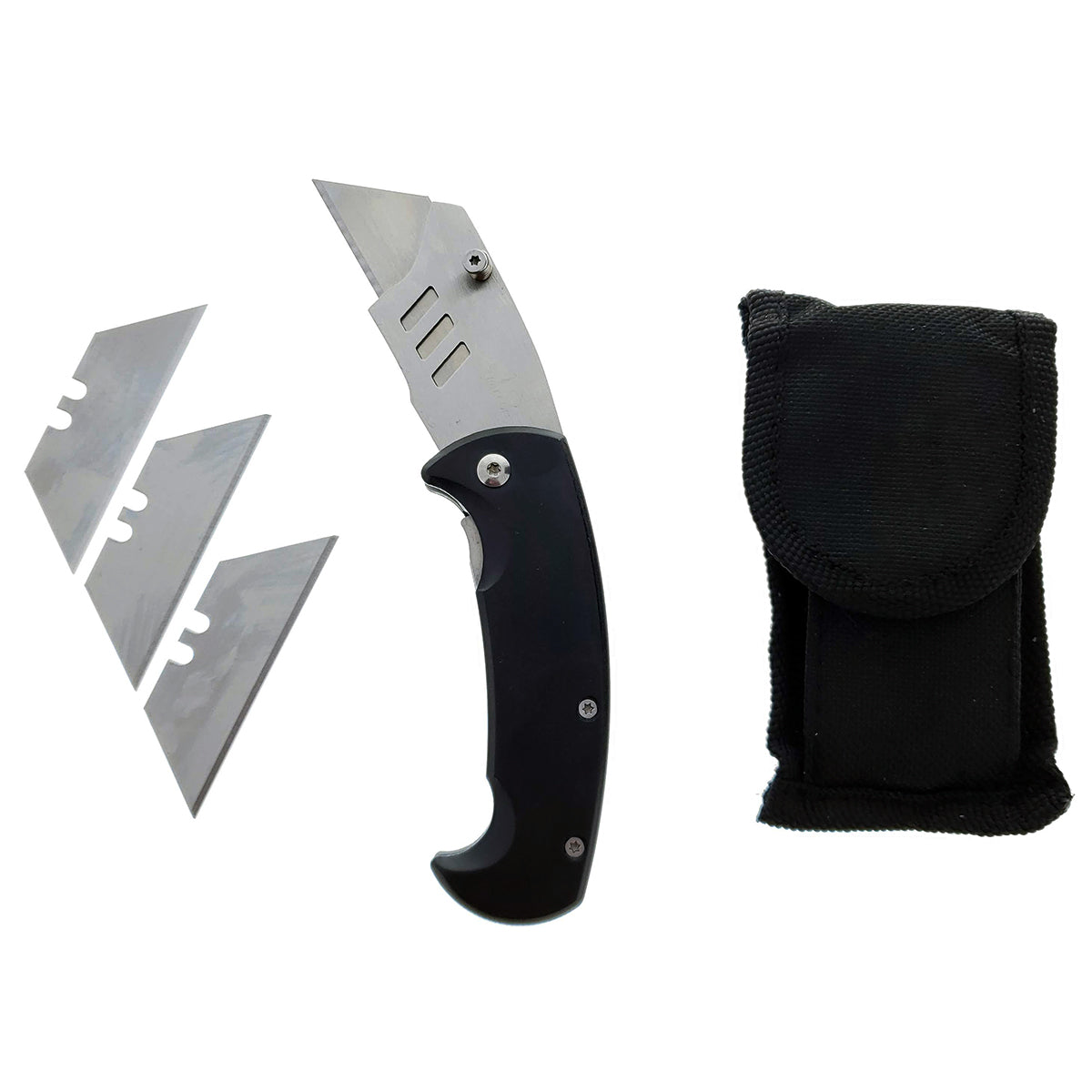 Falcon 6" Folding Knife with 3 Spare Blades and a Black Protective Pouch for Easy Storage