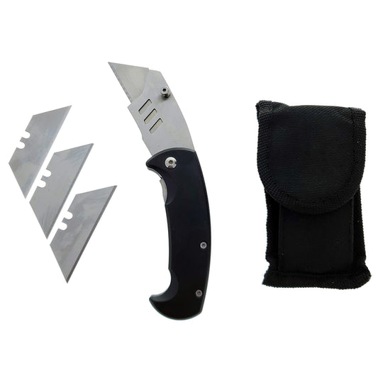 Falcon 6" Folding Knife with 3 Spare Blades and a Black Protective Pouch for Easy Storage