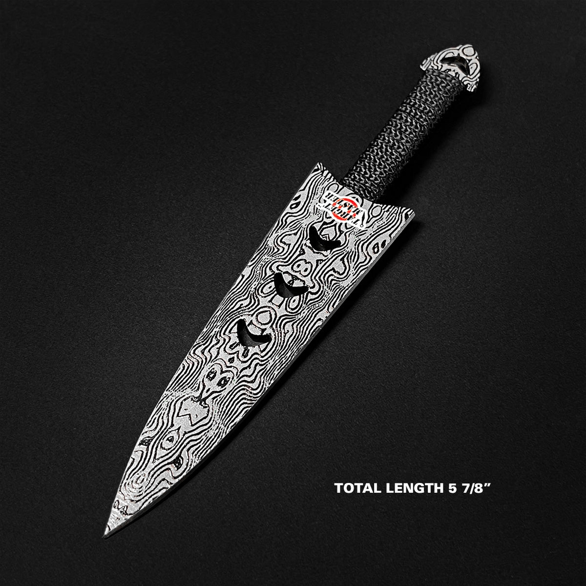 Falcon 6 PC 5 7/8" Damascus Pattern Throwing Knife Set with textured handle for better grip