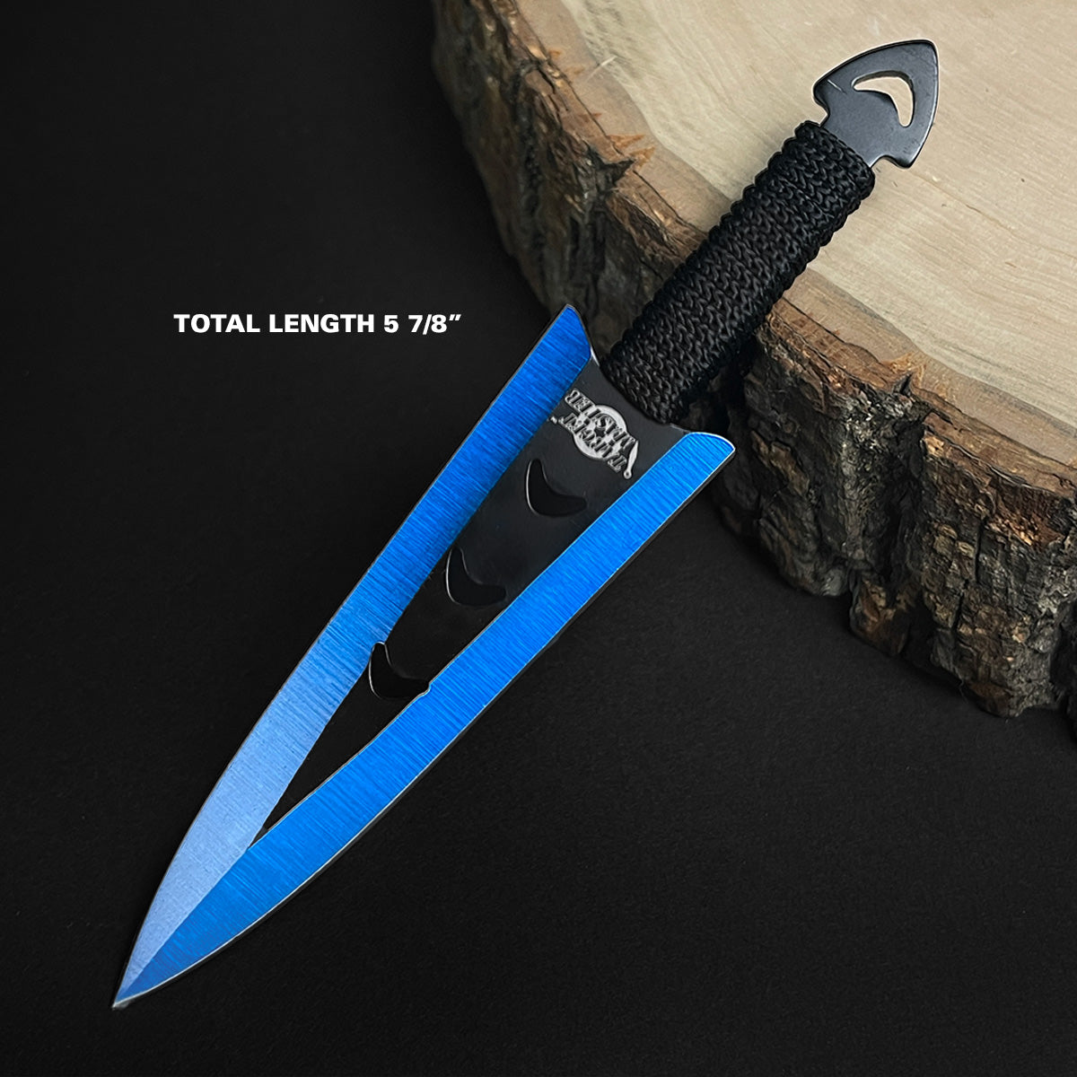 Falcon 6 PC Blue Throwing Knives Set featuring a 5 7/8 inch total length and durable handle design.