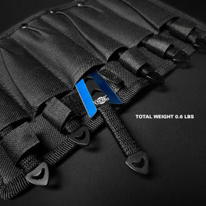 Falcon 6 PC Blue Throwing Knives Set with a black carrying case, lightweight design for easy transport