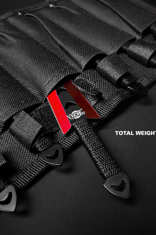 Falcon 6 PCS Red Throwing Knives Set displayed in a black carrying case with secure straps