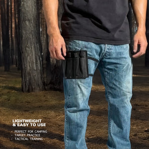 Falcon 6 PCS Red Throwing Knives Set displayed in a knife holder on a person's waist outdoors