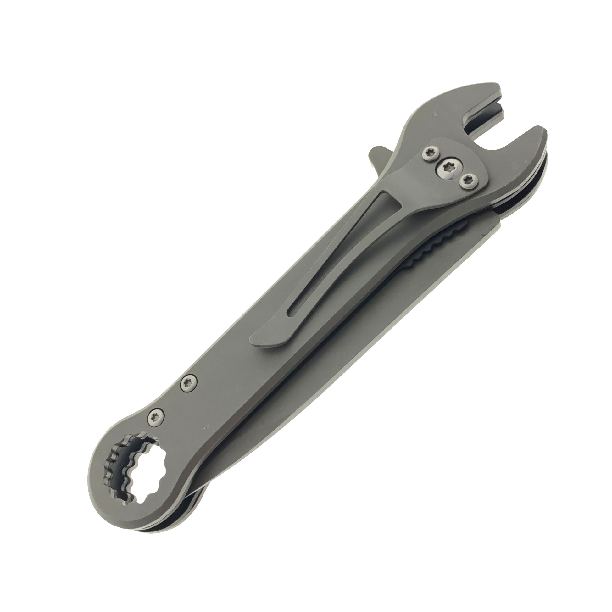 Falcon 7.75" Gray Spring Assisted Knife with Wrench Function for versatile outdoor use